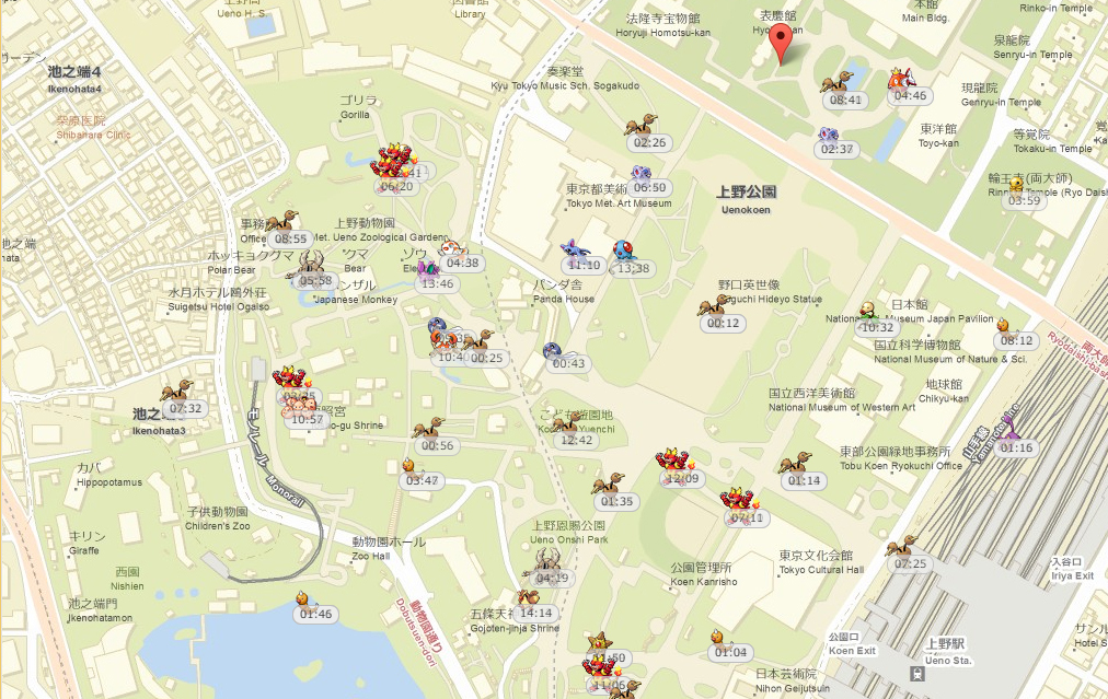 ポケモンgoマップ 上野公園 Pokemon Go情報japan